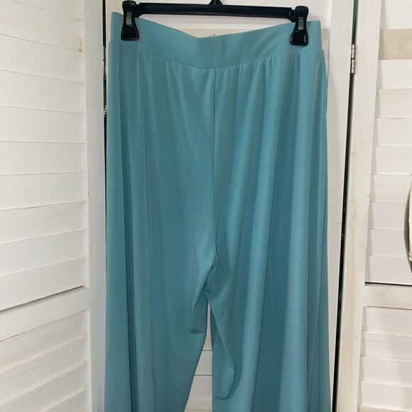Vintage Susan Lucci Aqua Green Tank Top Pull On Pants Set Poly Knit Suit Sz Med - Picture 10 of 11